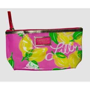Lilly Pulitzer for Estee Lauder Pink Yellow Cosmetic Makeup Bag New 8X5.5
